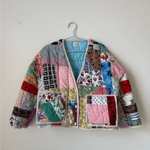 ⭐️ Handmade Upcycled Quilted Jacket -SHORT- Mix V WARM PUFFER Vintage Cotton